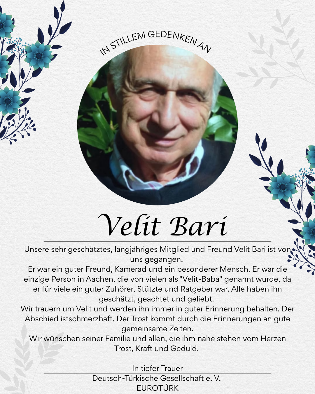 In stillem Gedenken an  Velit Bari